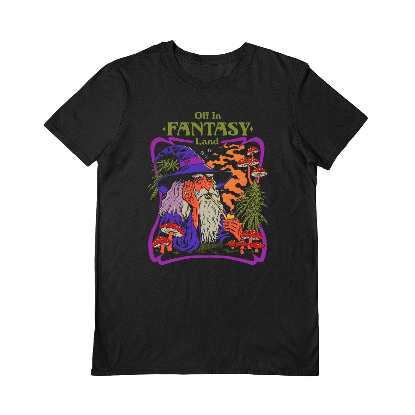 Black - Front - Steven Rhodes Unisex Adult Off In A Fantasy Land T-Shirt