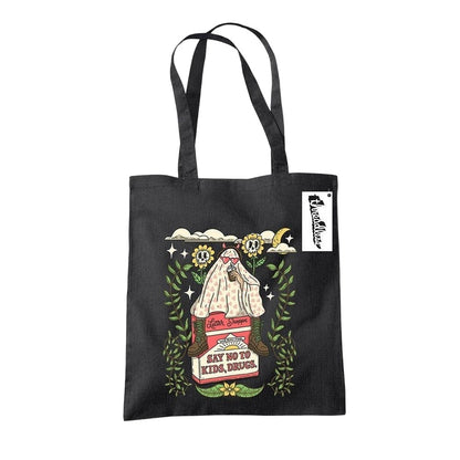 Black - Front - Letter Shoppe Say No To Kids, Drugs Tote Bag