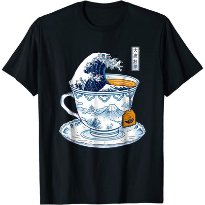 Black - Front - Vincent Trinidad Unisex Adult The Great Kanagawa Tea T-Shirt