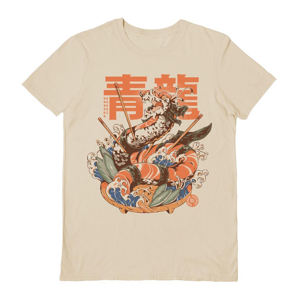 Sand - Front - Ilustrata Unisex Adult Dragon Sushi T-Shirt