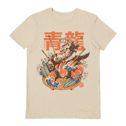 Sand - Front - Ilustrata Unisex Adult Dragon Sushi T-Shirt