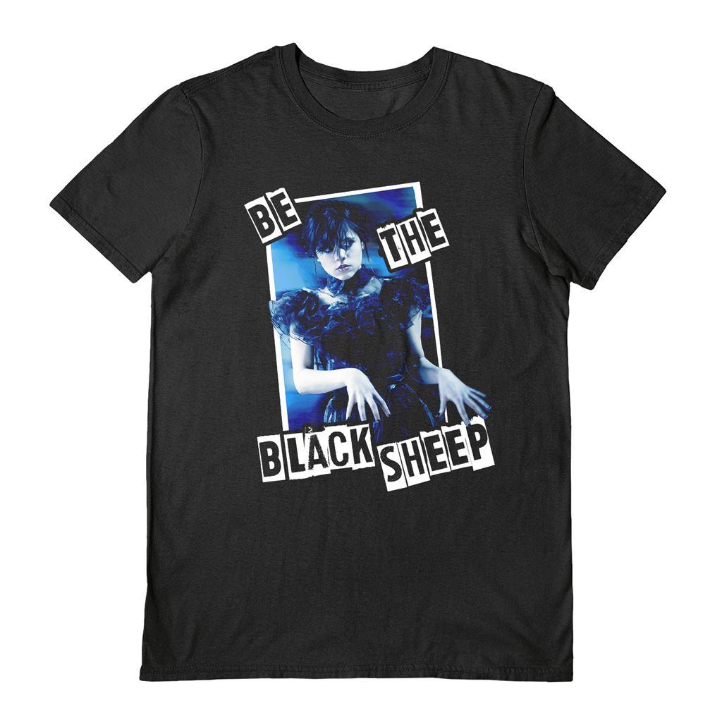 Black - Front - Wednesday Unisex Adult Be The Black Sheep T-Shirt