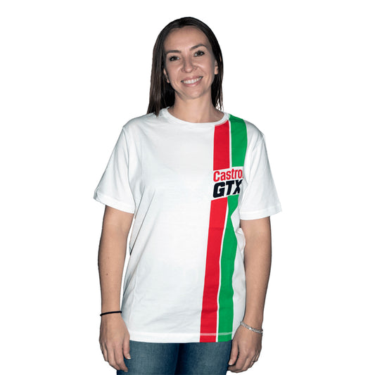 White - Front - Castrol Unisex Adult Classic GTX Stripe Logo T-Shirt