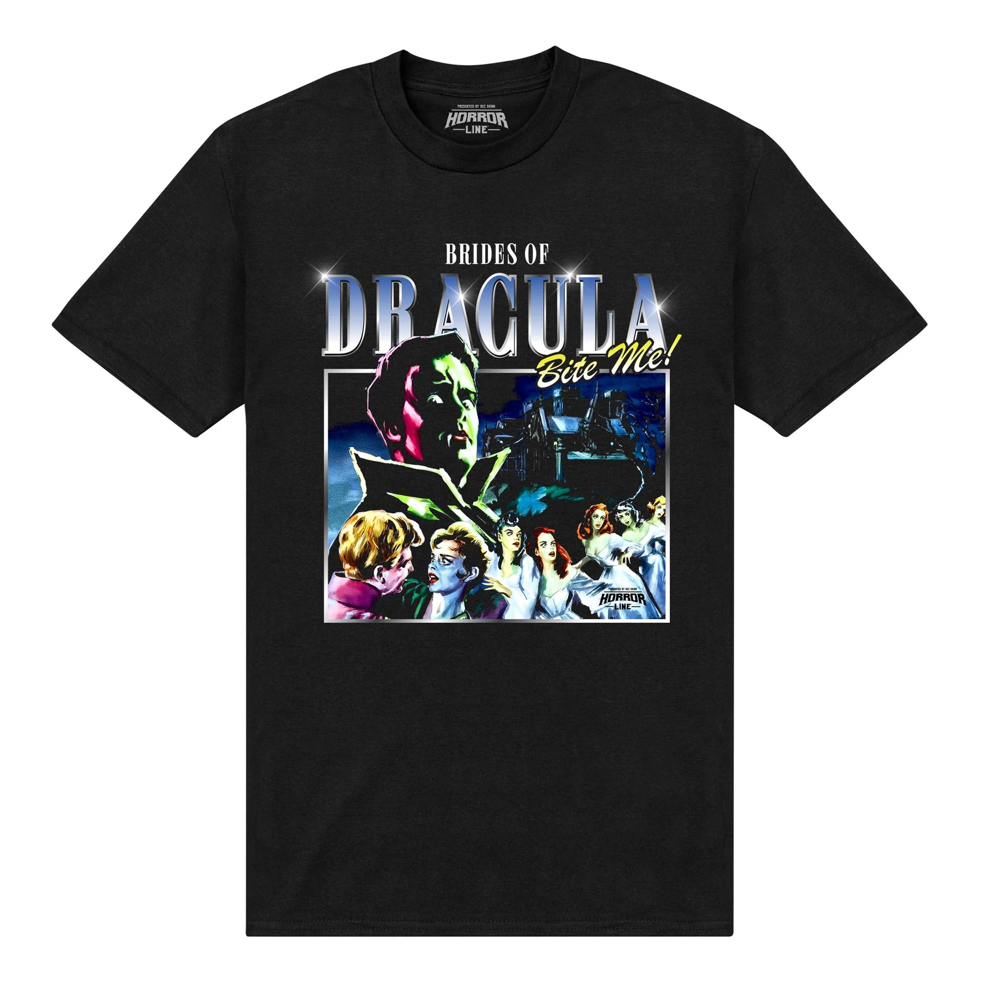 Black - Front - The Brides of Dracula Unisex Adult Bite Me! T-Shirt