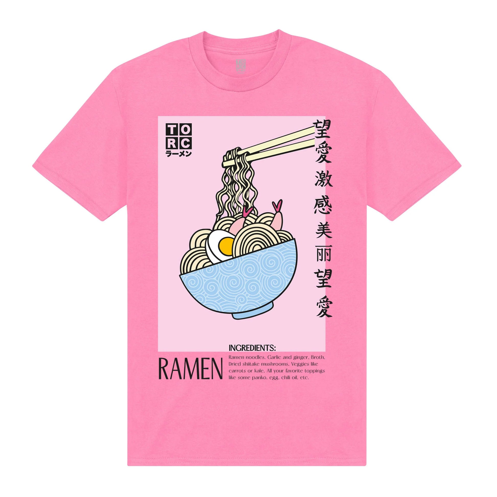 Pink - Front - TORC Unisex Adult Ramen Ingredients T-Shirt
