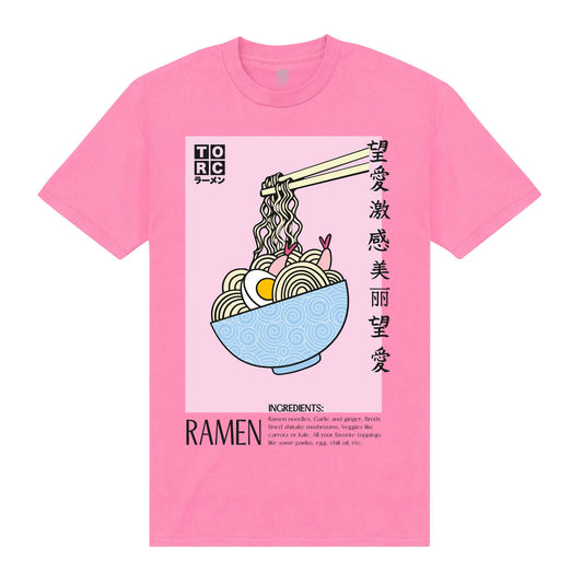 Pink - Front - TORC Unisex Adult Ramen Ingredients T-Shirt