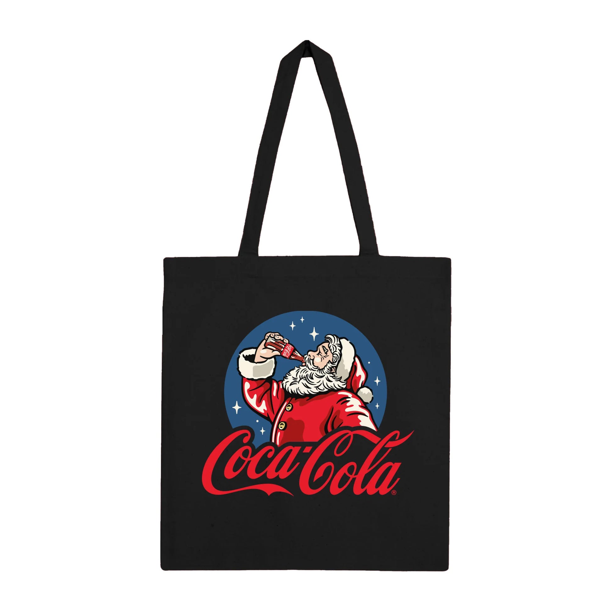 Black - Front - Coca-Cola Drinking Santa Tote Bag