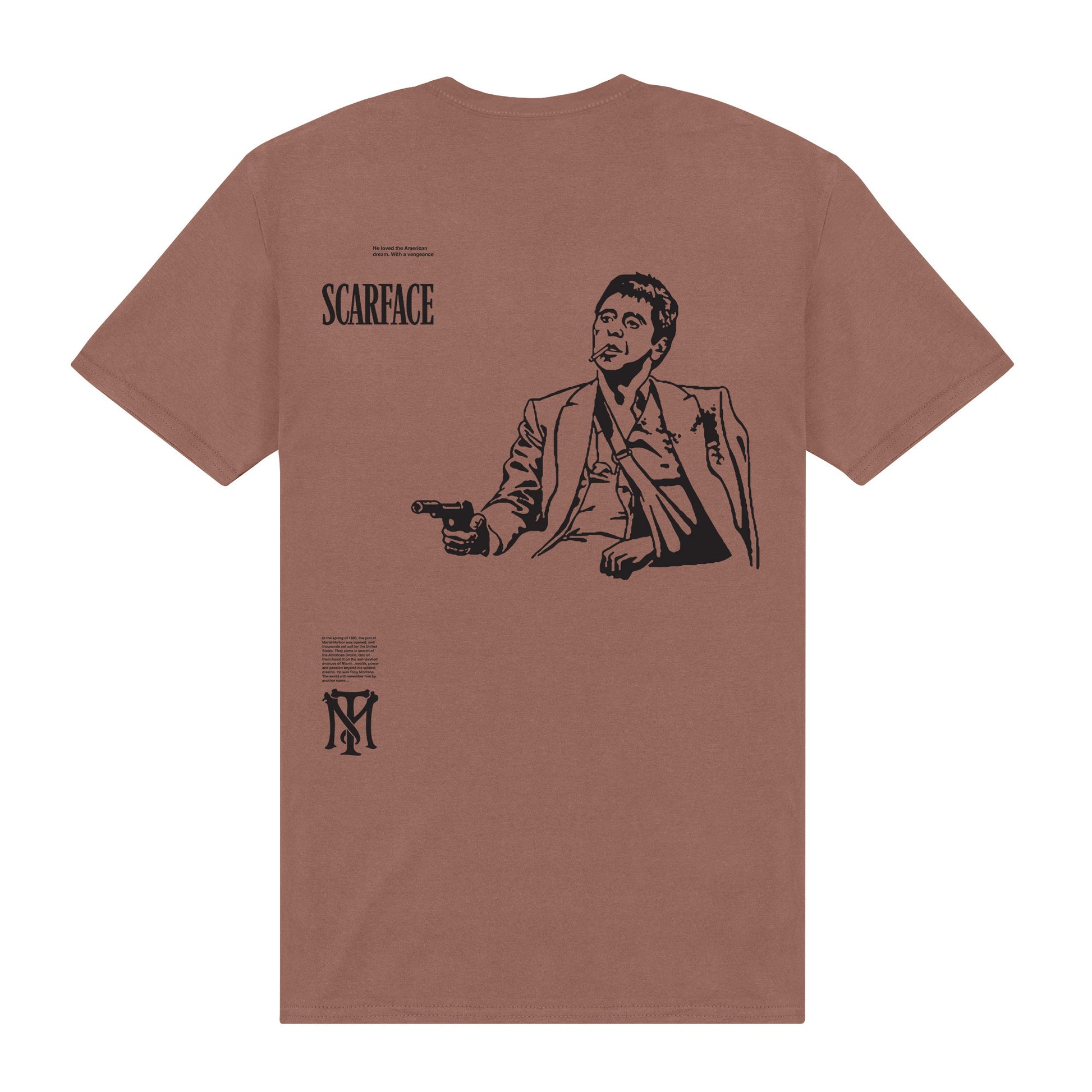 Sand - Back - Scarface Unisex Adult Outline T-Shirt