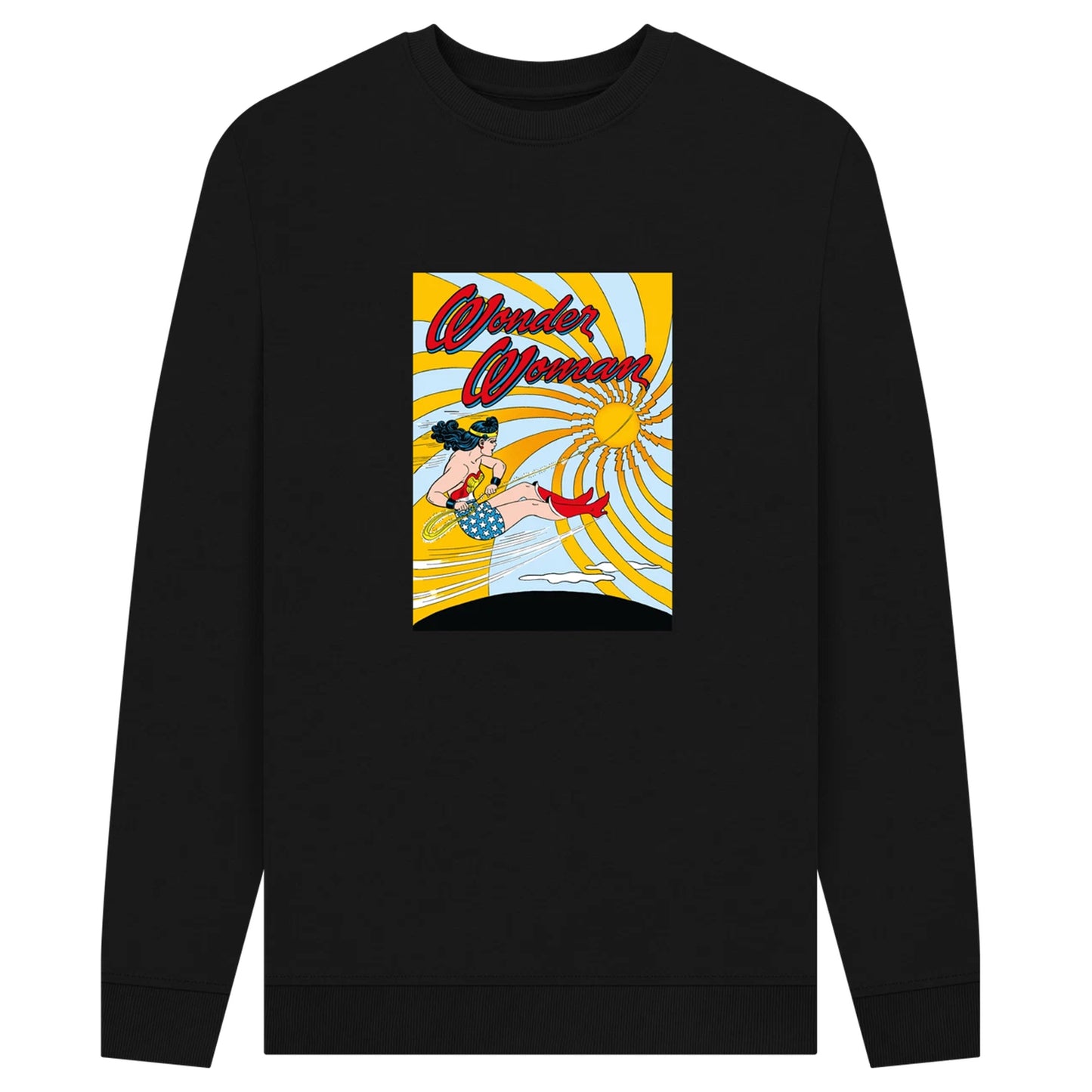 Black - Front - Wonder Woman Unisex Adult Flying Sweatshirt