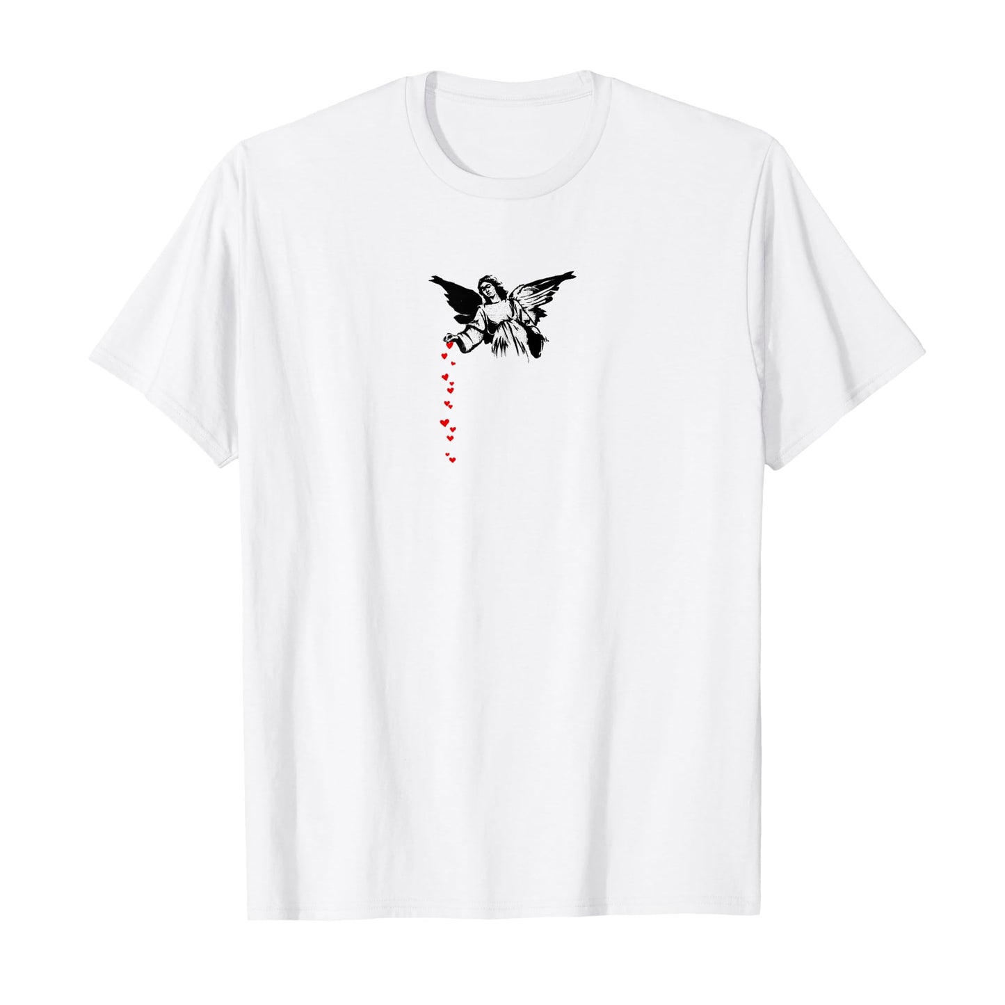White - Front - Apoh Unisex Adult Angel Hearts Banksy T-Shirt