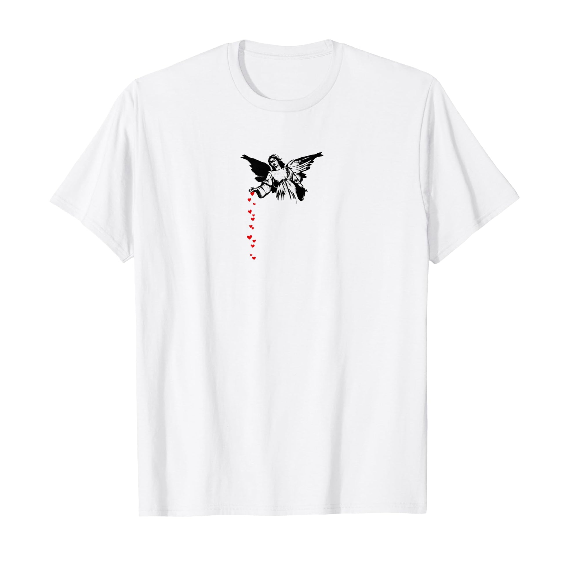 White - Front - Apoh Unisex Adult Angel Hearts Banksy T-Shirt