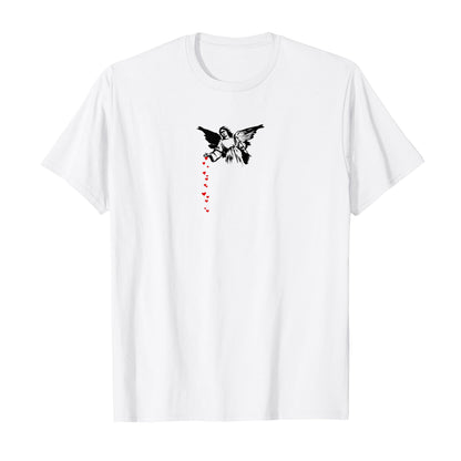 White - Front - Apoh Unisex Adult Angel Hearts Banksy T-Shirt