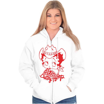 White - Front - Betty Boop Unisex Adult Cowgirl Hoodie