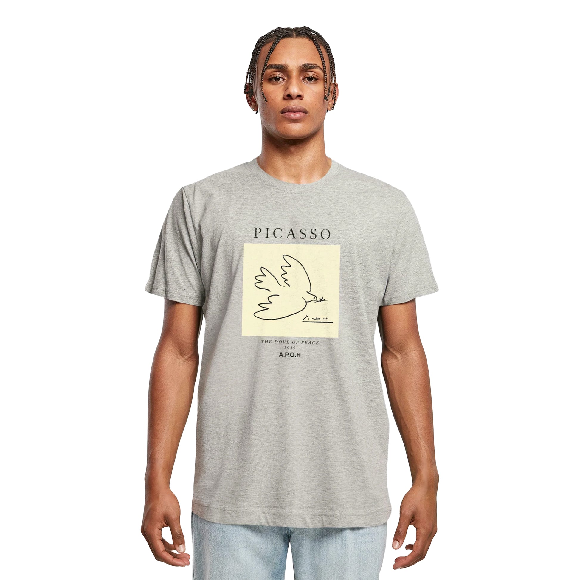 Charcoal - Side - Apoh Unisex Adult Dove Picasso T-Shirt