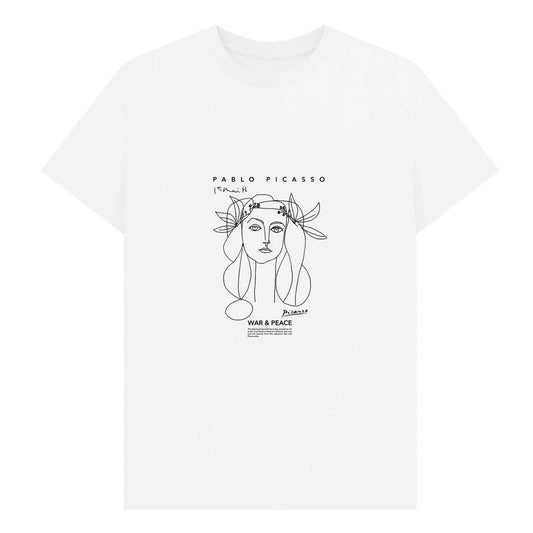 White - Front - Picasso Unisex Adult War & Peace T-Shirt