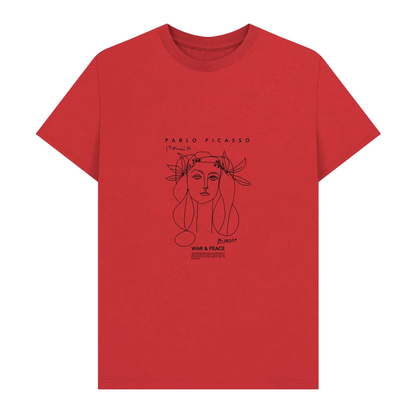 Red - Front - Picasso Unisex Adult War & Peace T-Shirt