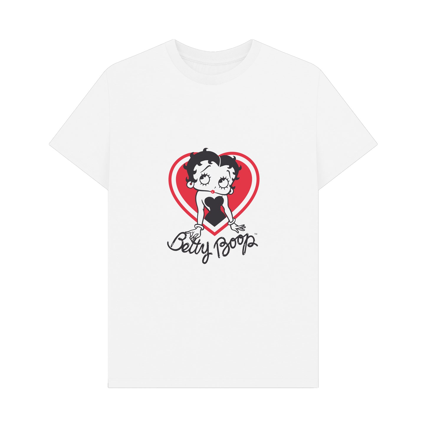 White - Front - Betty Boop Unisex Adult Heart T-Shirt
