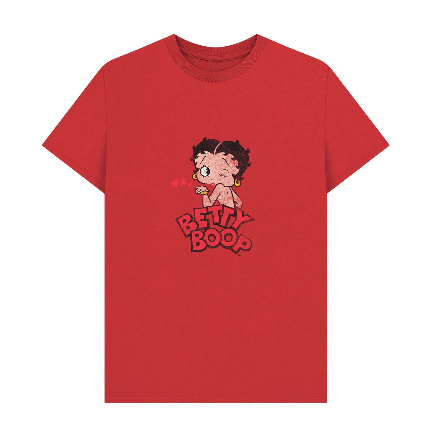 Red - Front - Betty Boop Unisex Adult Faded T-Shirt