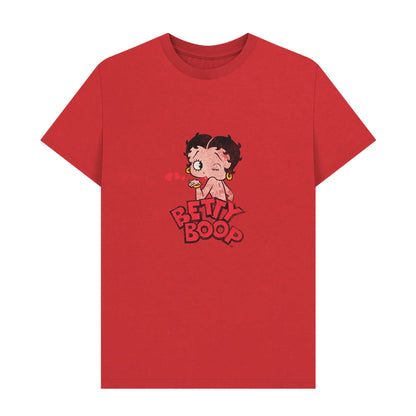 Red - Front - Betty Boop Unisex Adult Faded T-Shirt