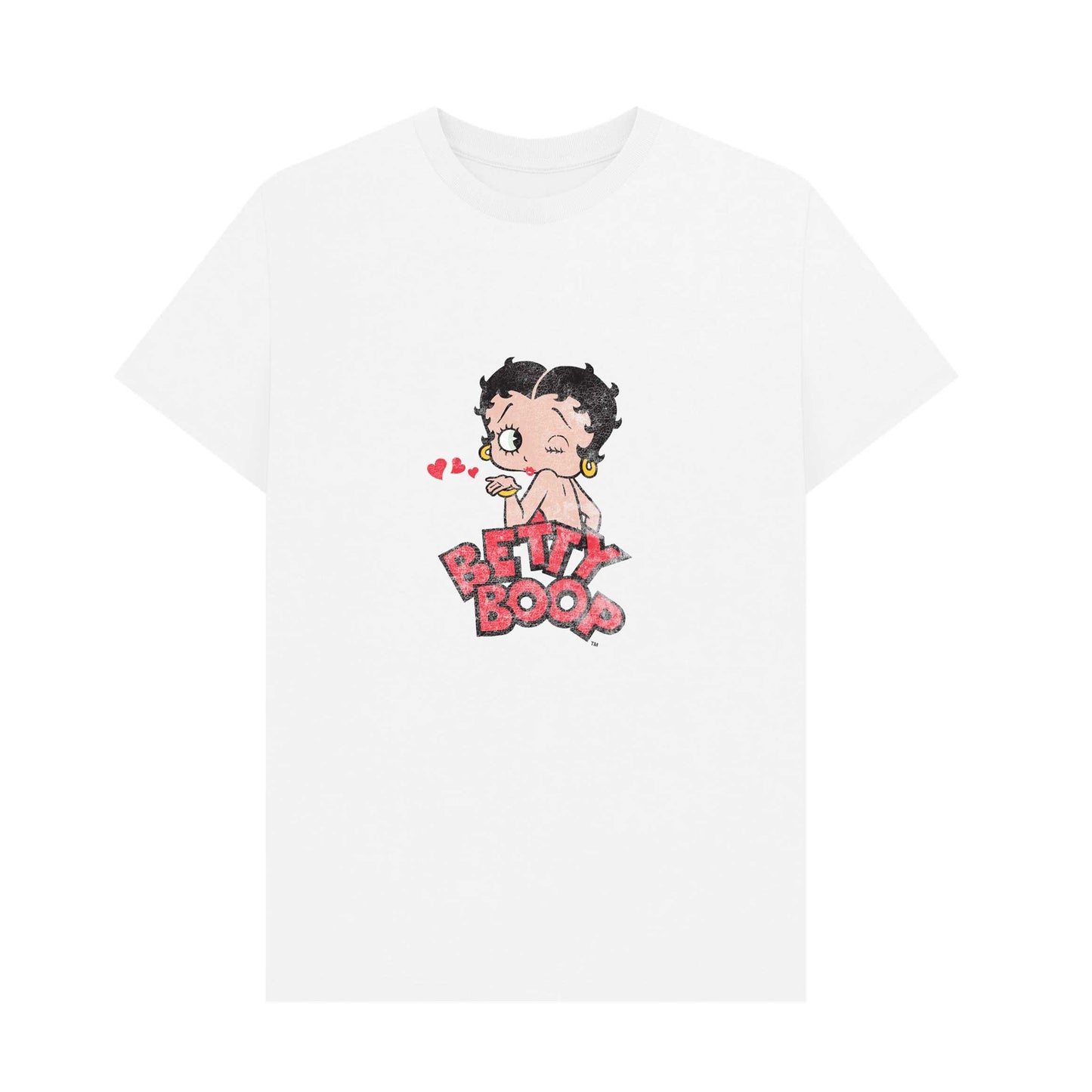 White - Front - Betty Boop Unisex Adult Faded T-Shirt