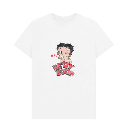 White - Front - Betty Boop Unisex Adult Faded T-Shirt