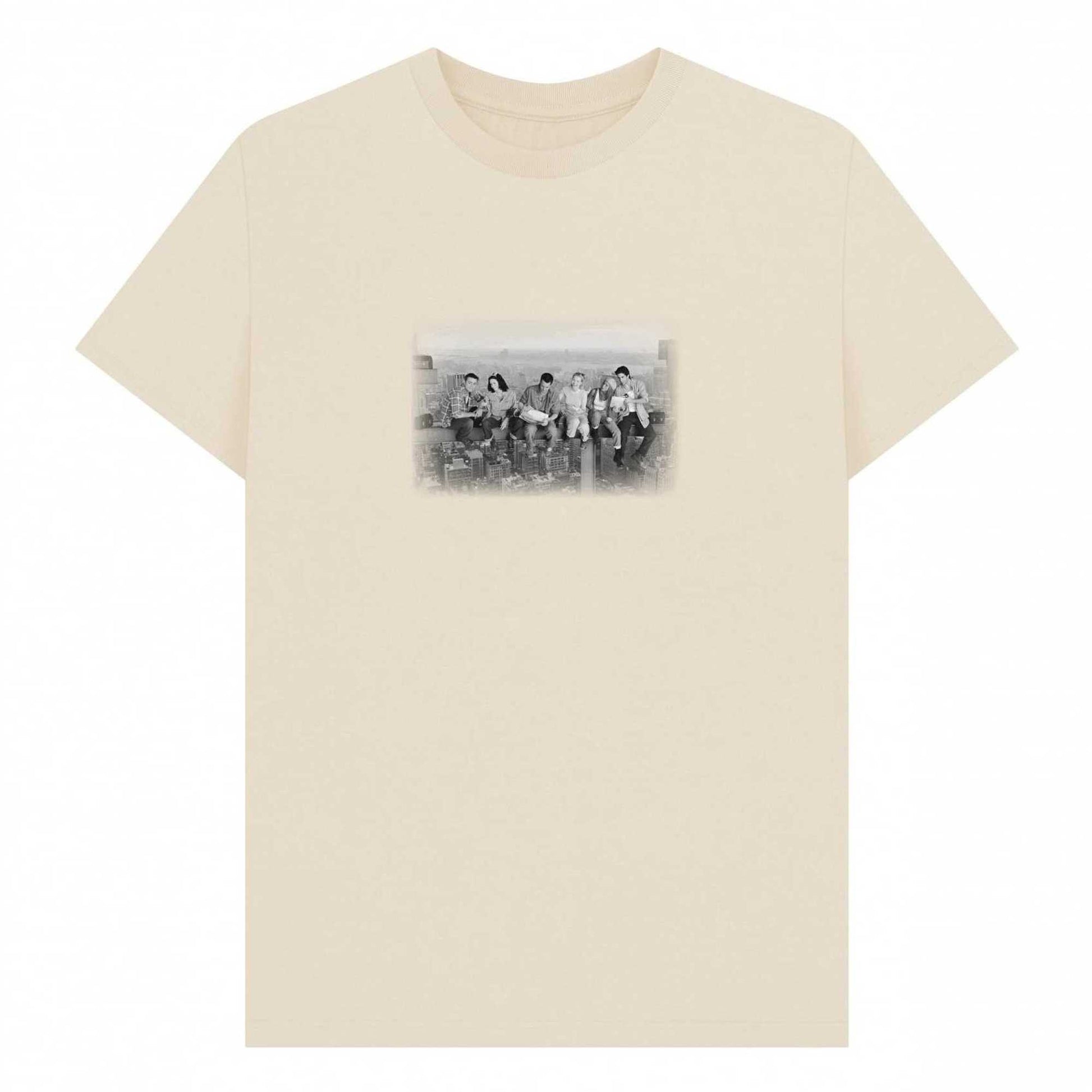 Oat - Front - Friends Unisex Adult Lunch Atop A Skyscraper T-Shirt