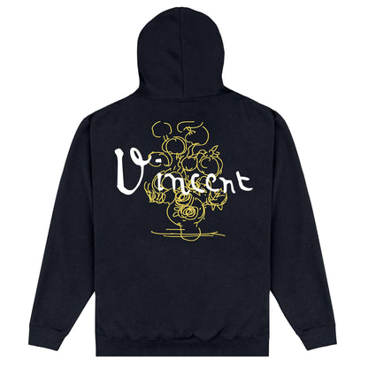 Black - Back - Vincent Van Gogh Unisex Adult Sunflowers Hoodie