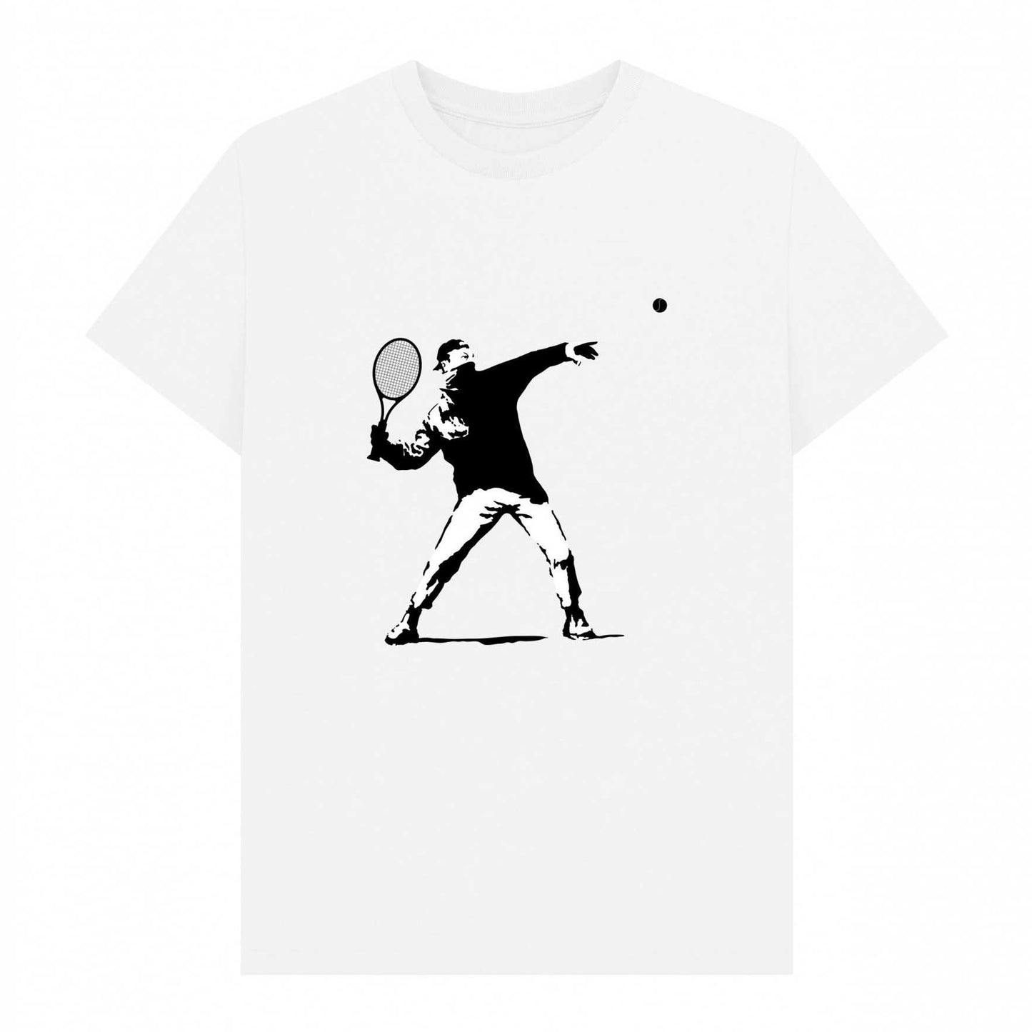 White - Front - Apoh Unisex Adult Banksy Tennis T-Shirt
