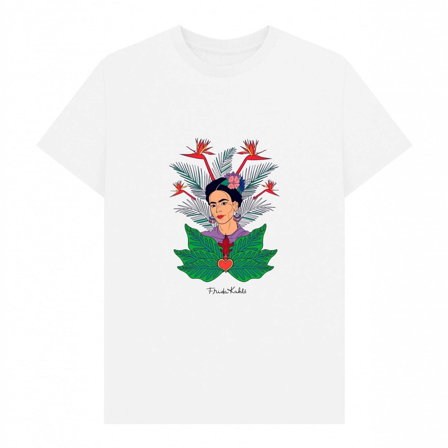 White - Front - Frida Kahlo Unisex Adult Jungle T-Shirt