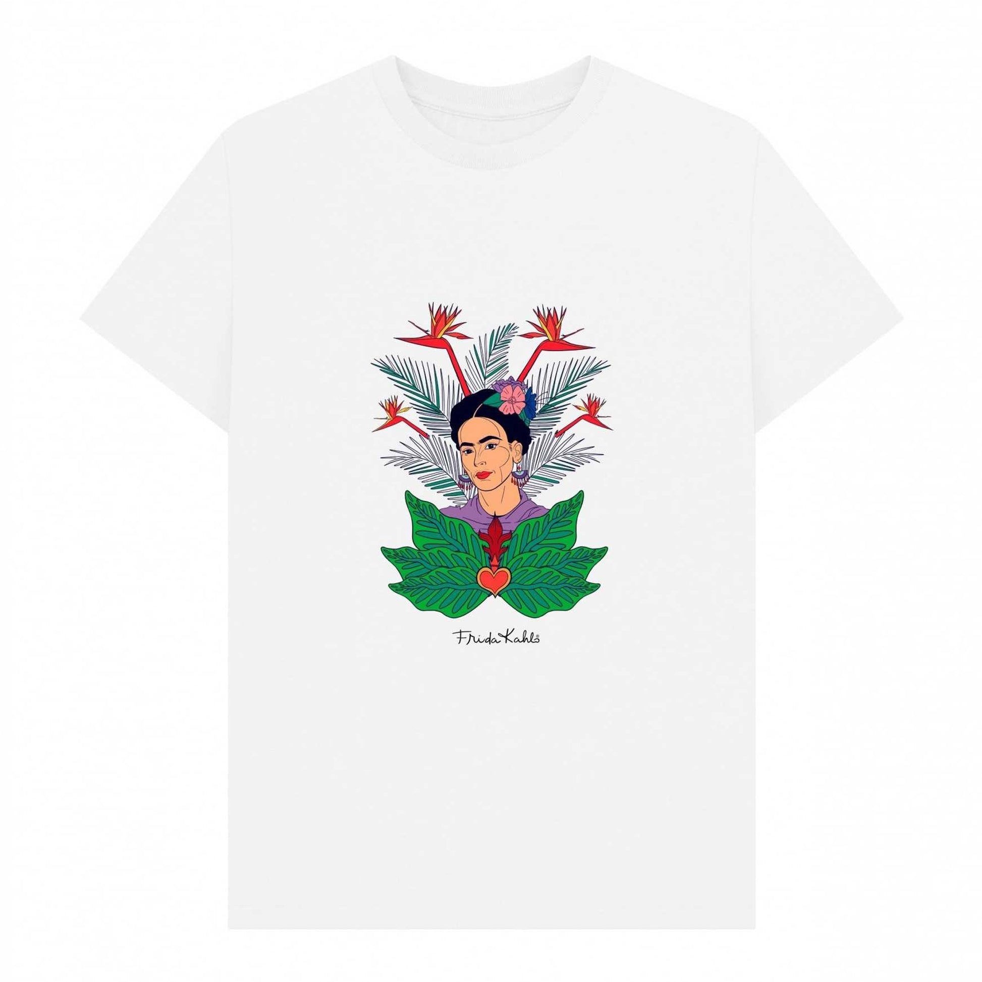 White - Front - Frida Kahlo Unisex Adult Jungle T-Shirt
