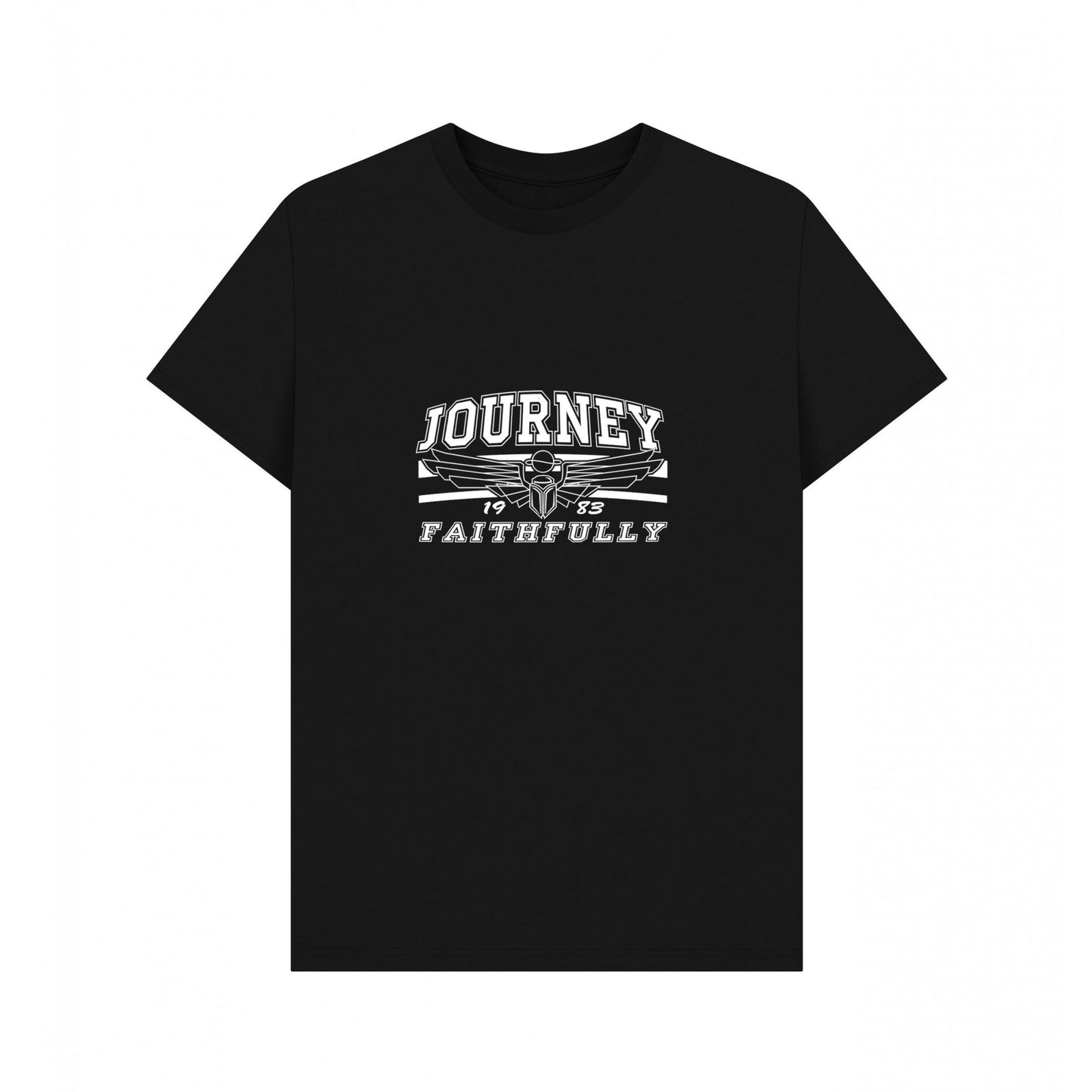 Black - Front - Journey Unisex Adult Faithfully T-Shirt