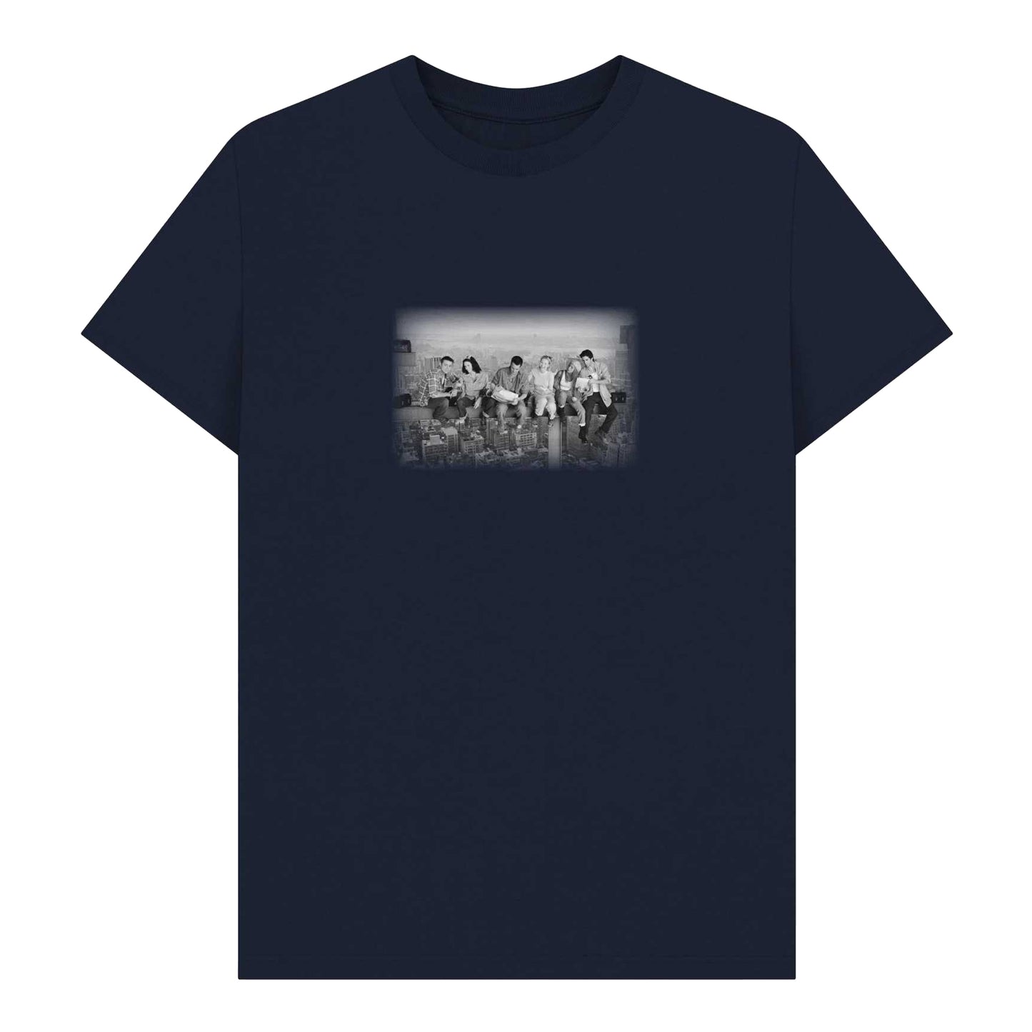 Navy Blue - Front - Friends Unisex Adult Lunch Atop A Skyscraper T-Shirt