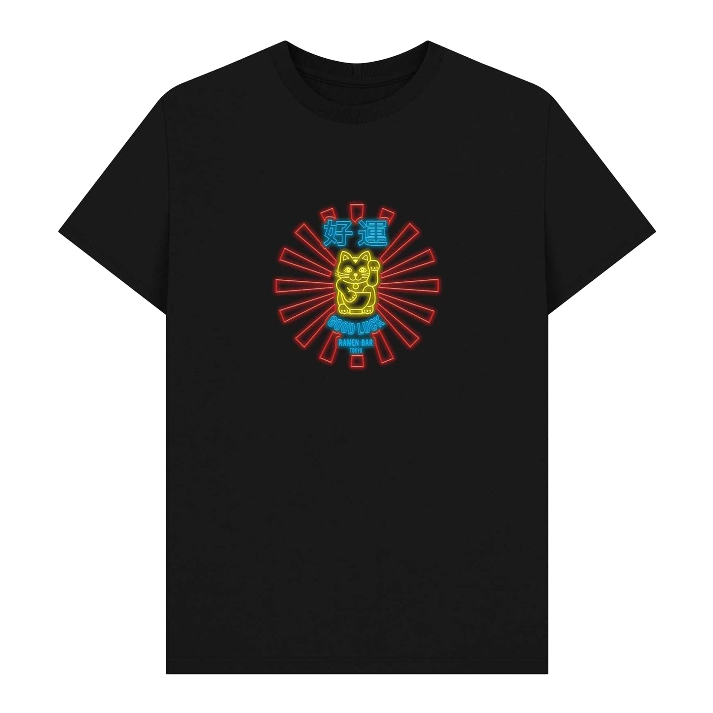 Black - Front - The Original Ramen Company Unisex Adult Maneki-Neko T-Shirt