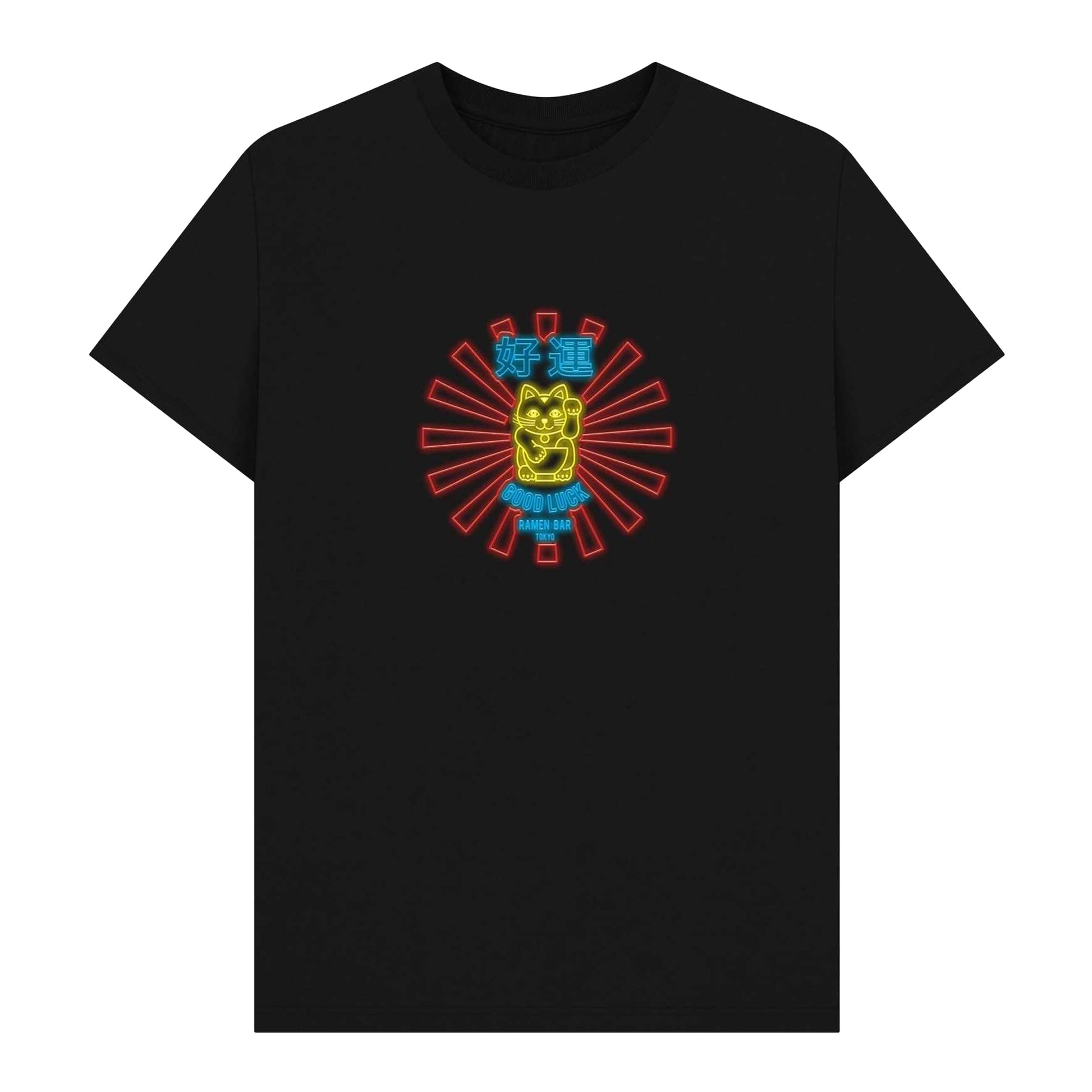 Black - Front - The Original Ramen Company Unisex Adult Maneki-Neko T-Shirt