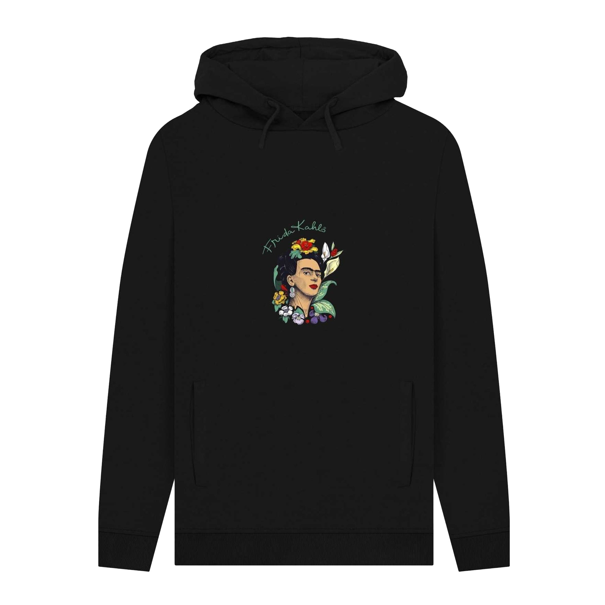 Black - Front - Frida Kahlo Unisex Adult Flowers Hoodie