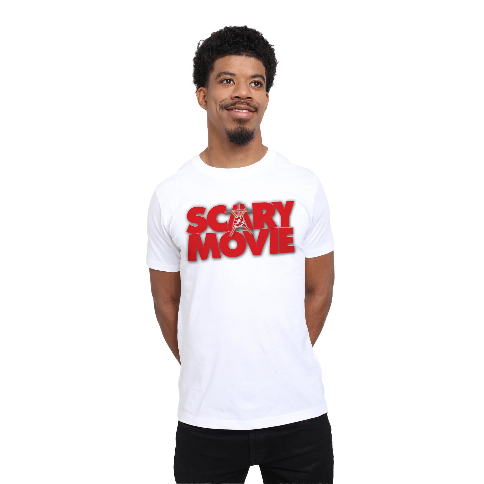 White - Side - Scary Movie Unisex Adult Graphic Logo T-Shirt