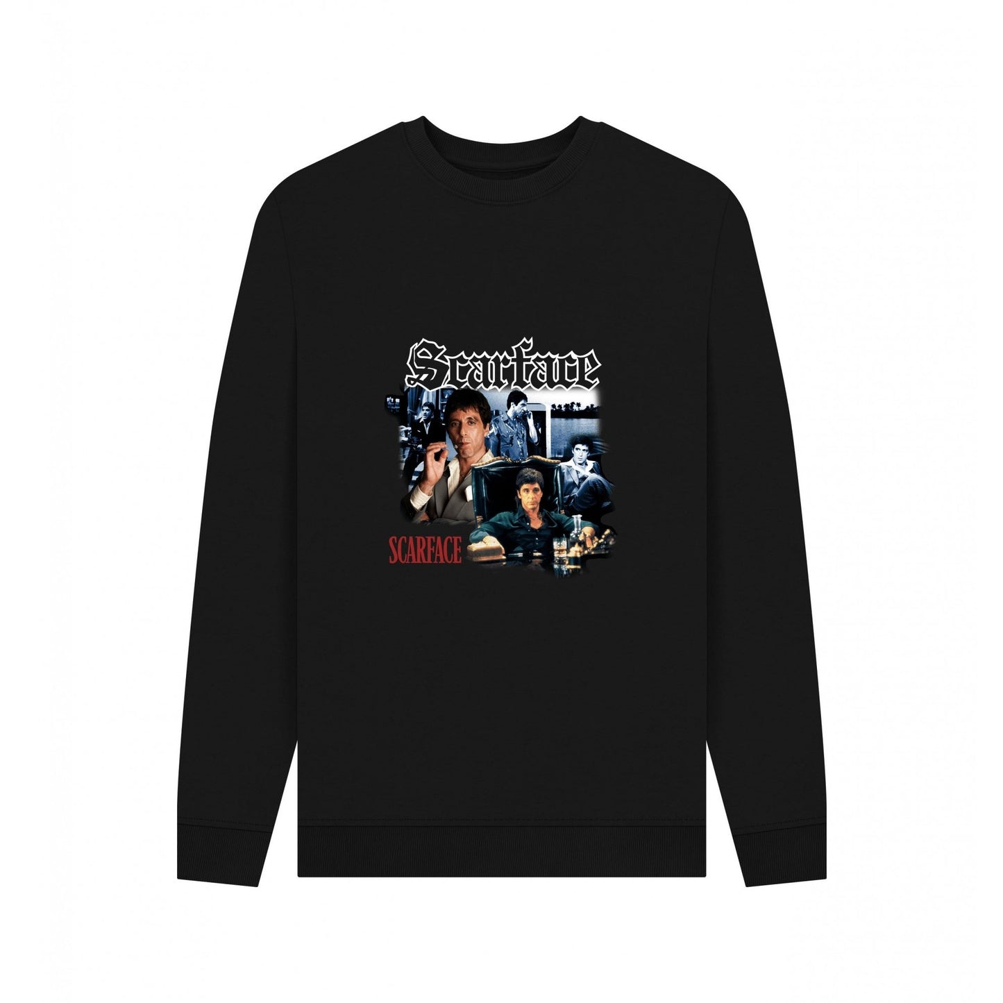 Black - Front - Scarface Unisex Adult Homage Vintage Sweatshirt