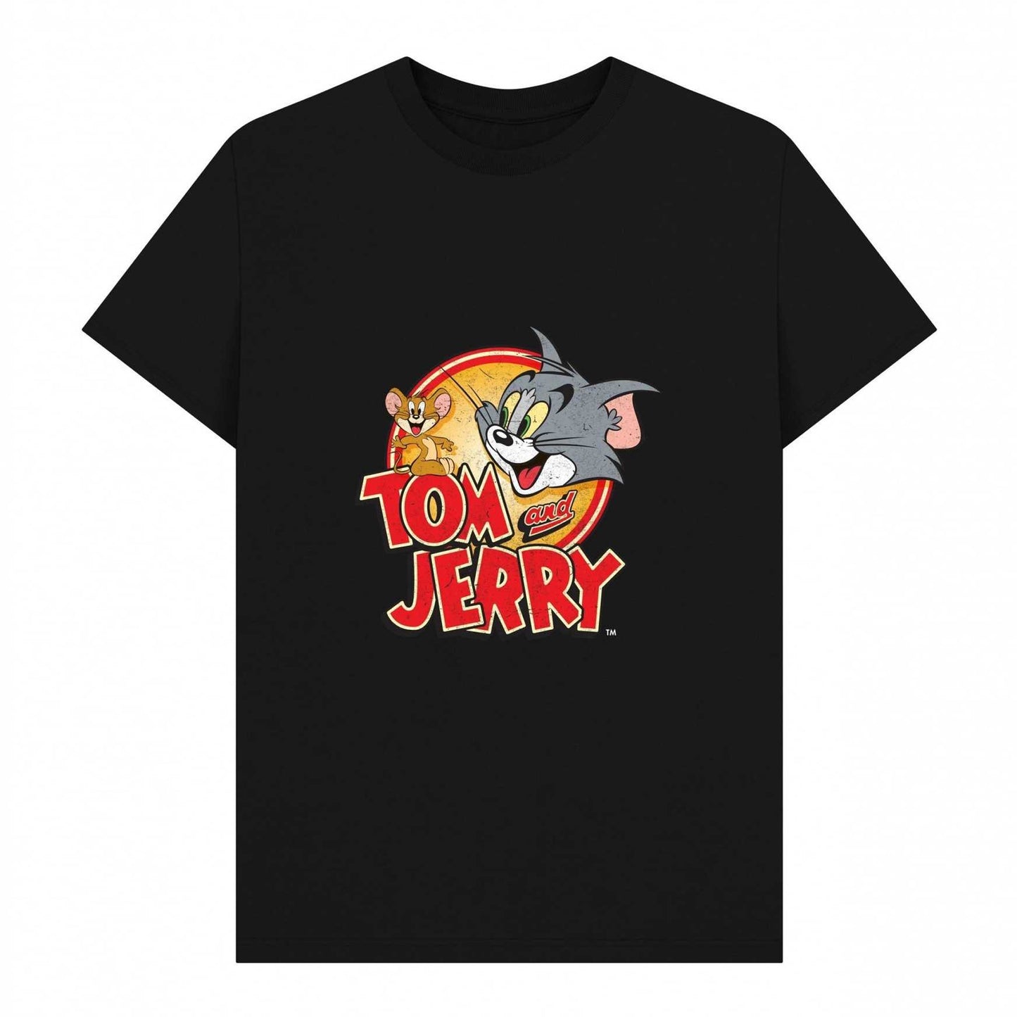 Black - Front - Tom and Jerry Unisex Adult Vintage T-Shirt