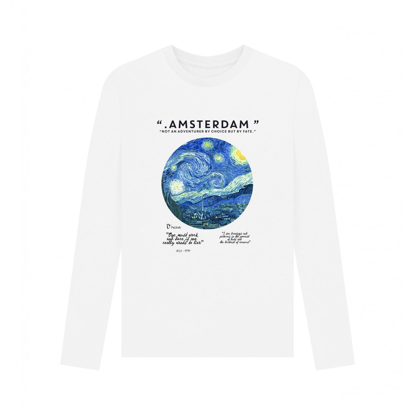 White - Front - Apoh Unisex Adult Amsterdam Vincent Van Gogh Long-Sleeved T-Shirt