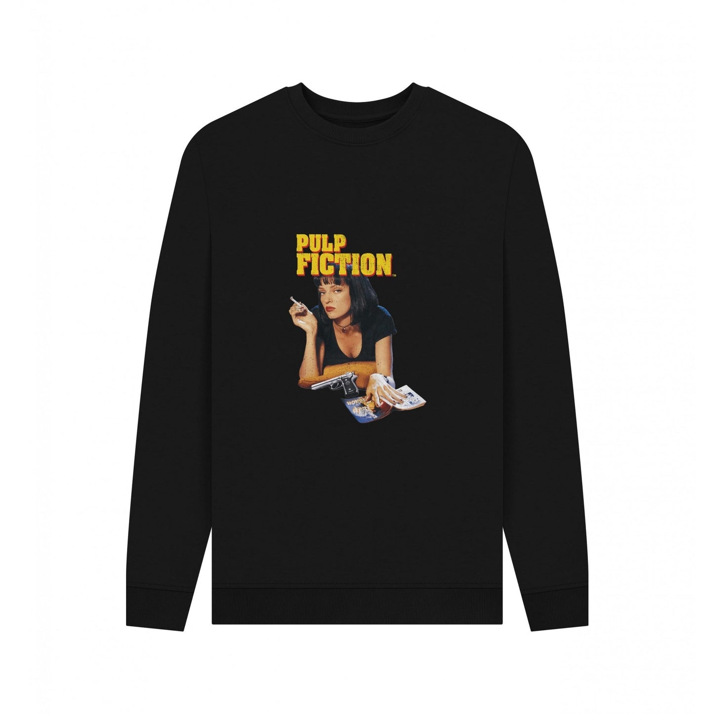 Black - Front - Pulp Fiction Unisex Adult Mia Wallace Vintage Sweatshirt