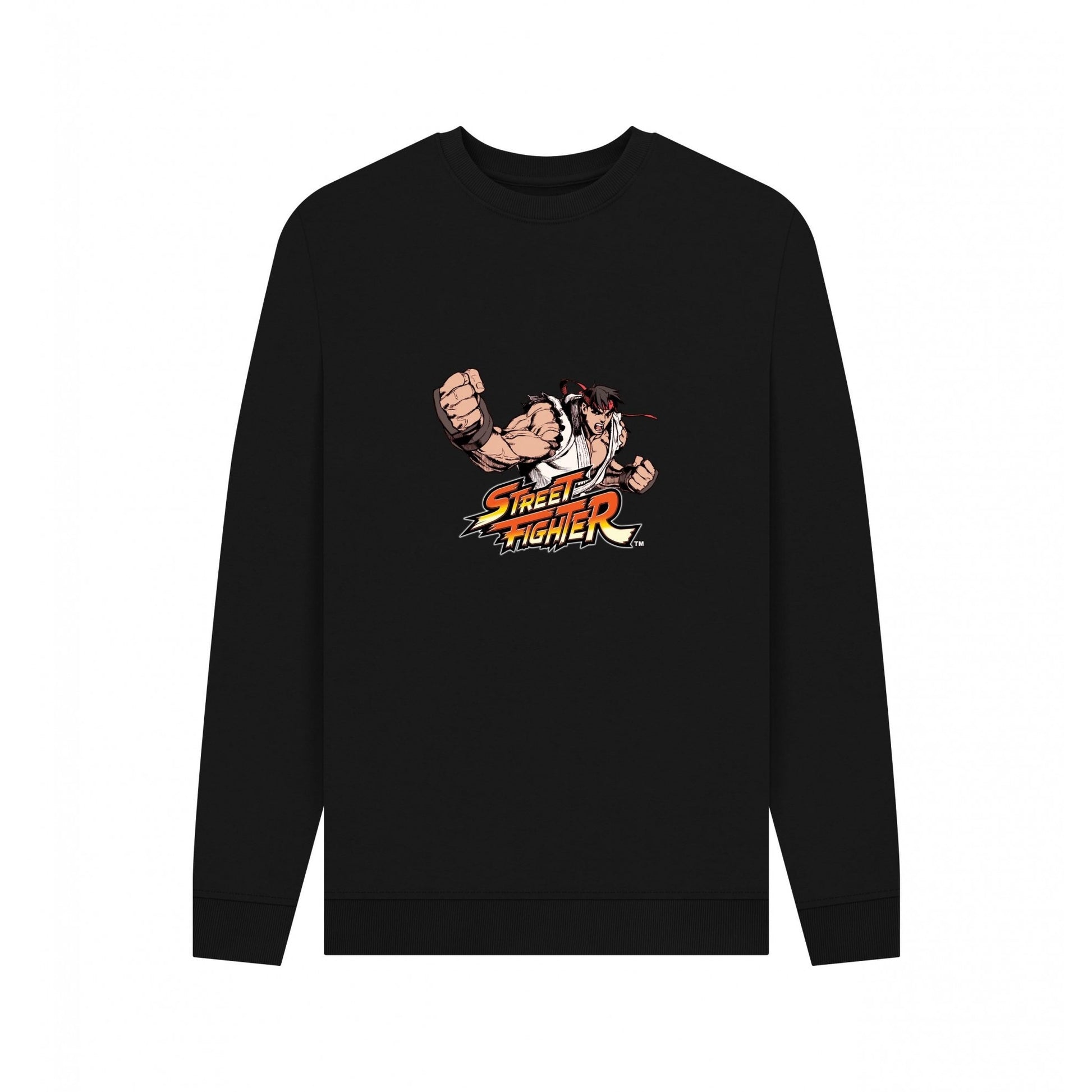 Black - Front - Street Fighter Unisex Adult Ryu Sweatshirt