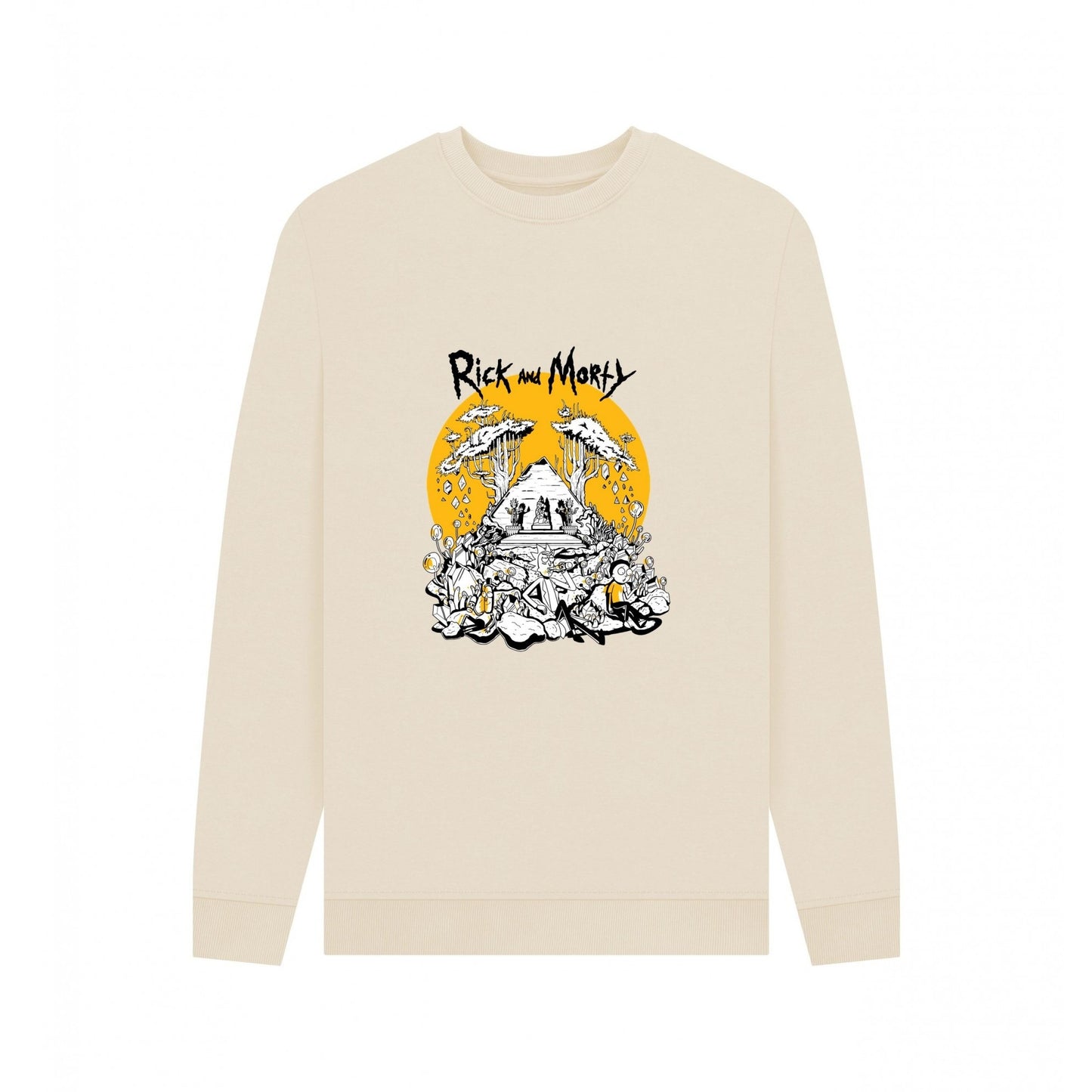 Oat - Front - Rick And Morty Unisex Adult Rest and Ricklaxation Sweatshirt
