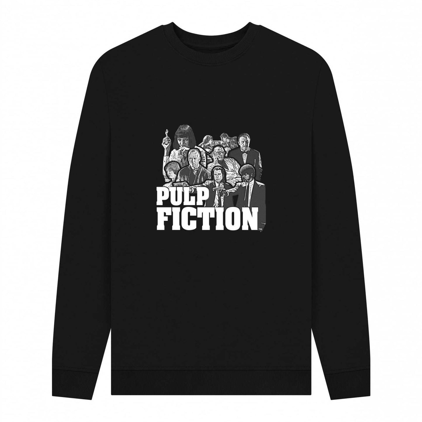 Black - Front - Pulp Fiction Unisex Adult Cast Sweatshirt
