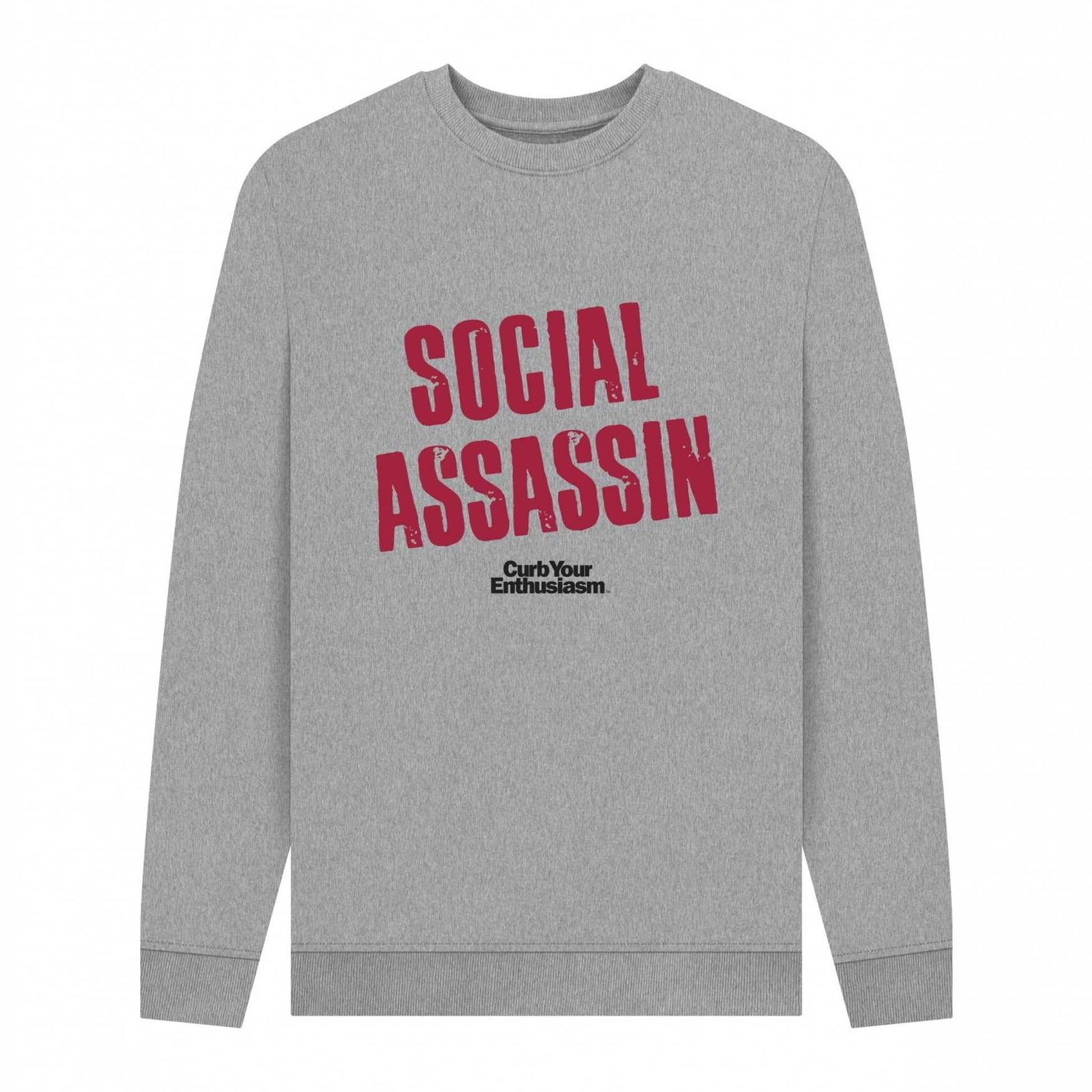 Light Heather - Front - Curb Your Enthusiasm Unisex Adult Social Assassin Sweatshirt