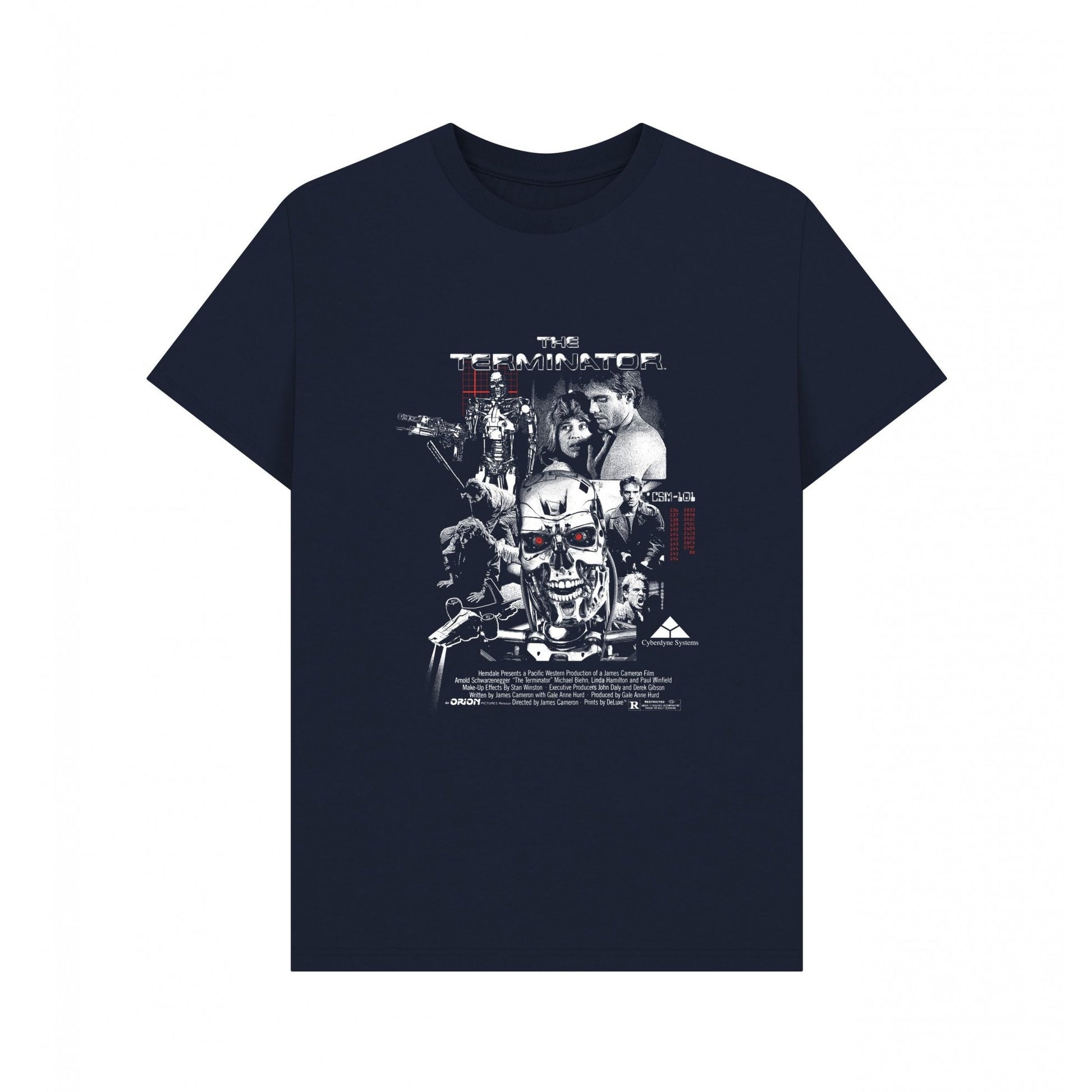 Navy Blue - Front - The Terminator Unisex Adult Movie Poster T-Shirt