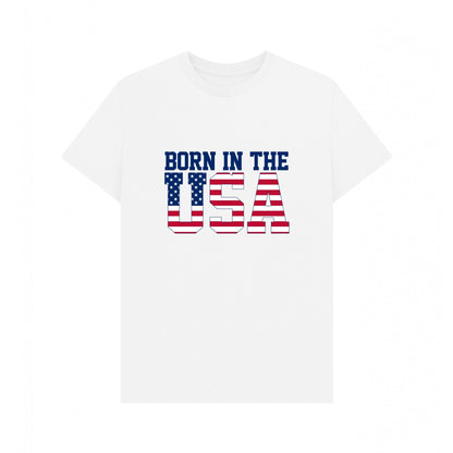 White - Front - Apoh Unisex Adult Born In The USA T-Shirt