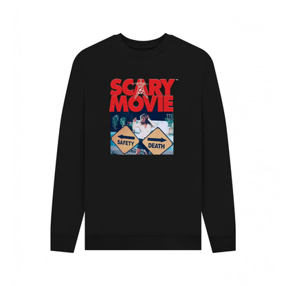 Black - Front - Scary Movie Unisex Adult Safety Vs Death Sweatshirt