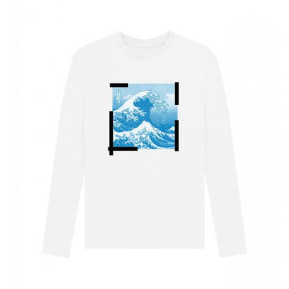 White - Front - Apoh Unisex Adult Tape Hokusai Long-Sleeved T-Shirt