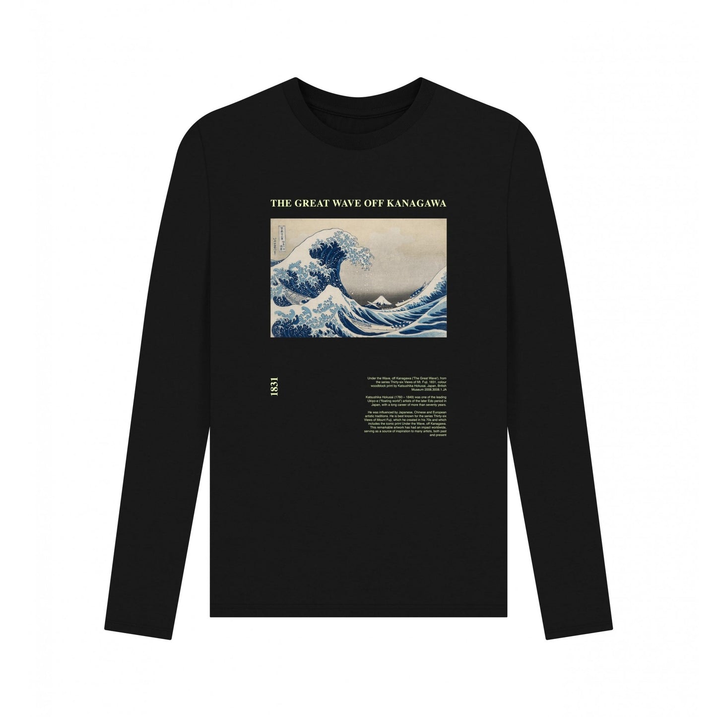 Black - Front - Apoh Unisex Adult 1831 Hokusai Long-Sleeved T-Shirt