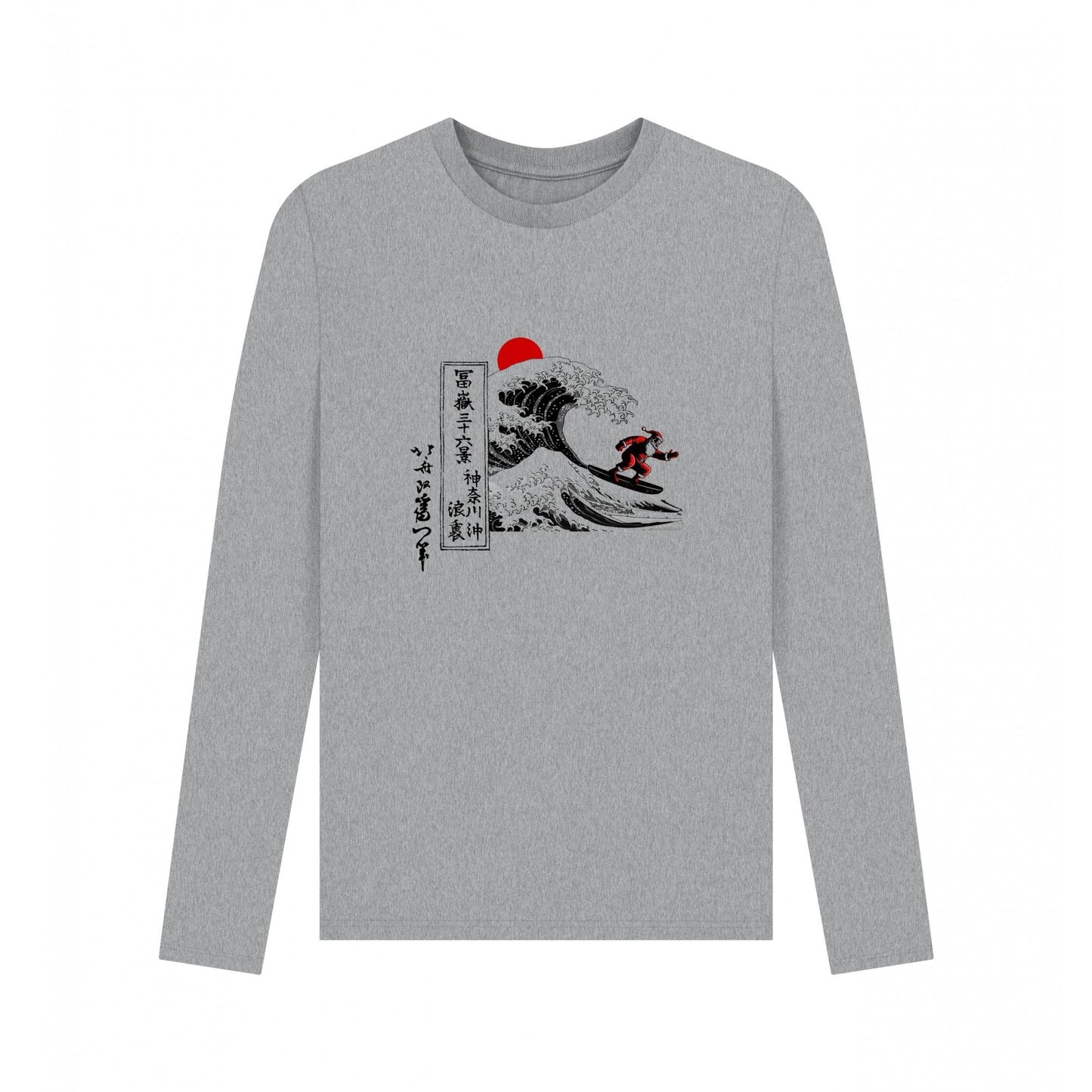 Athletic Grey - Front - Apoh Unisex Adult Santa Great Wave Hokusai T-Shirt